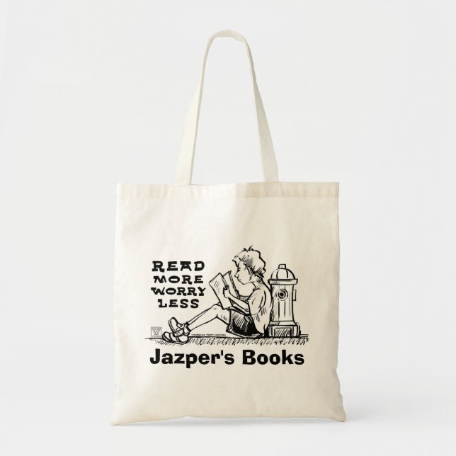 Lesen Sie mehr, weniger Junge lesen Bücherbeutel Tragetasche (Vorne)