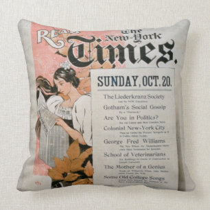 "Lesen Sie New York Times" (Farbelitho) Kissen