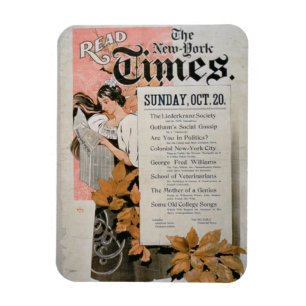 "Lesen Sie New York Times" (Farbelitho) Magnet