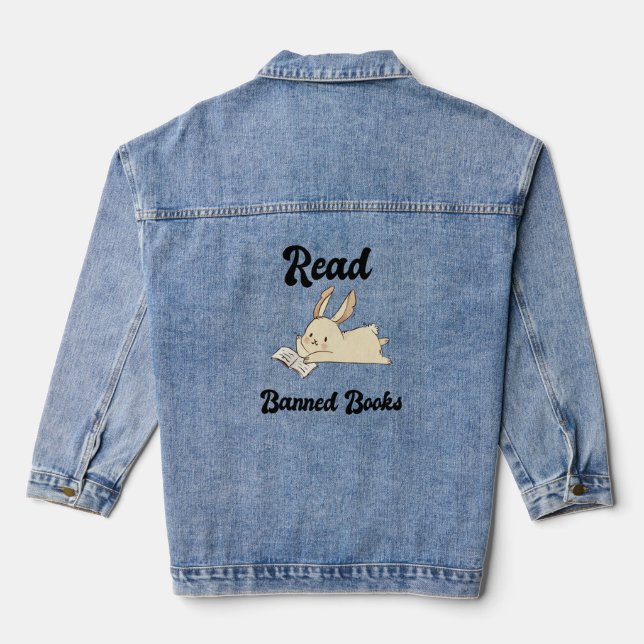 Lesen Sie verbotene Bücher Adable Rabbit Jeansjacke (Rückseite)