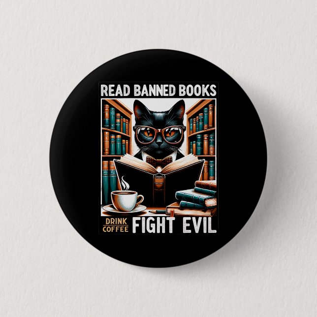 Lesen Sie verbotene Bücher trinken Kaffee Kampf Bö Button (Vorderseite)