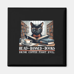 Lesen Sie verbotene Bücher trinken Kaffee Kampffäh Magnet