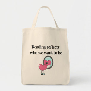 Lesen spiegelt Zitat rosa Herz Spiegel Tragetasche