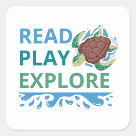 Lesen Spielen Entdecken Lesesticker für Kinder | B Quadratischer Aufkleber