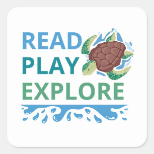 Lesen Spielen Entdecken Lesesticker für Kinder   B Quadratischer Aufkleber