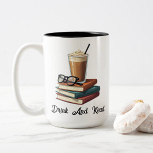 Lesen und Sippen: Eine Kombination für Buchliebhab Zweifarbige Tasse