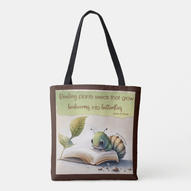 Lesen verwandelt Buchwürmer in Schmetterlinge Tasche (Rückseite)