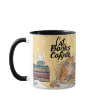 Lesen von Büchern Niedliche Katzenkaffee