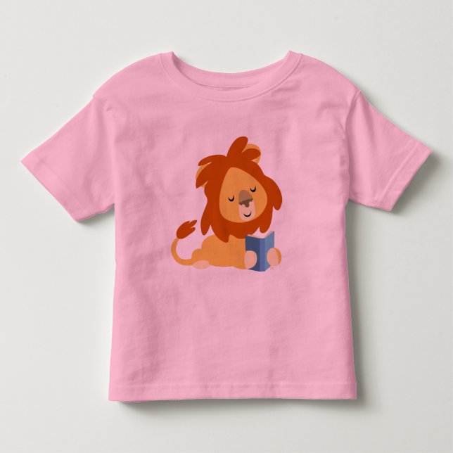 Lesen von Cartoon Löwenkinder T - Shirt (Vorderseite)