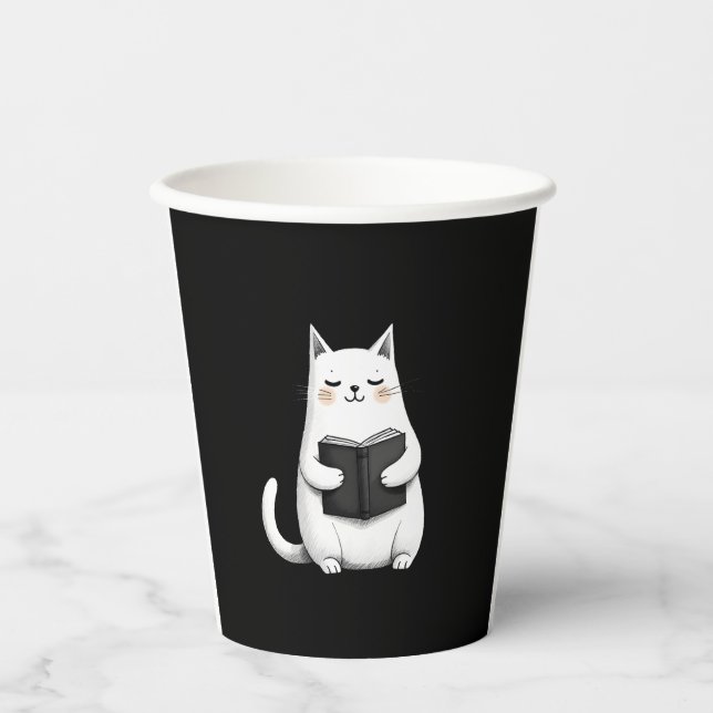 Lesen von Cat Funny Cat Buch Lover Pappbecher (Vorderseite)