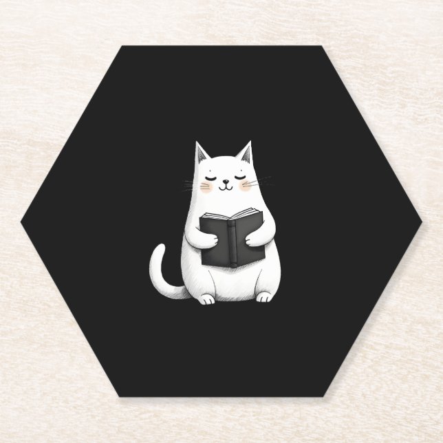 Lesen von Cat Funny Cat Buch Lover Untersetzer (Vorderseite)