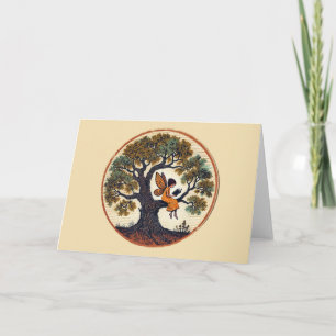 Lesen von Fee in einem Eichenbaum Karte