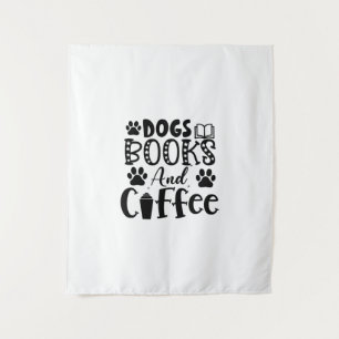 Lesen von Hunden und Büchern und Kaffee Wandteppich