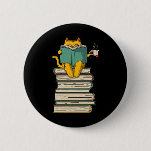 Lesen von Katze - Funny Book and Tee Lover Geschen Button