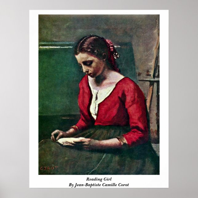 Lesen von Mädchen von Jean-Baptiste Camille Corot Poster (Vorne)