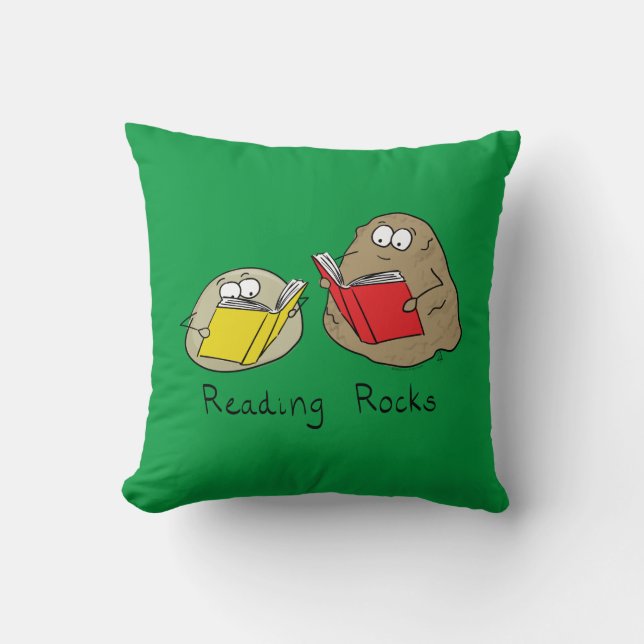 Lesen von Rocks Funny Book Kissen (Vorderseite)