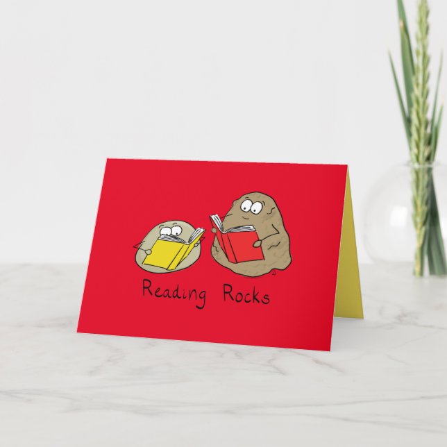 Lesen von Rocks Niedlich Kids Cartoon Karte (Vorderseite)