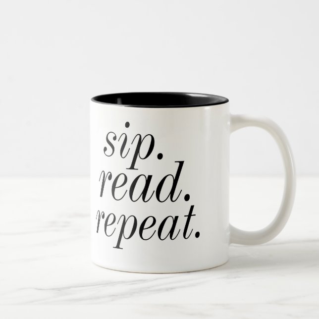 Lesen. Wiederholen. Zweifarbige Tasse (Rechts)