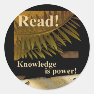 Lesen! Wissen ist Power-Sticker Runder Aufkleber