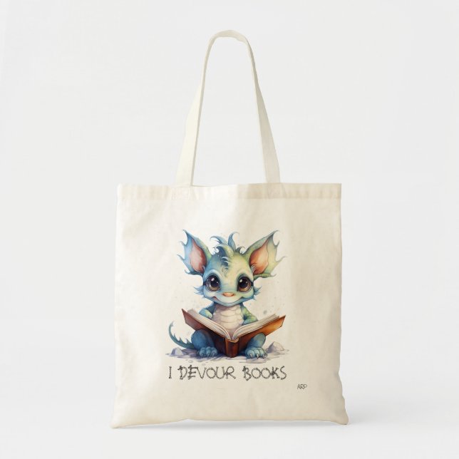 *~* LESENDE BÜCHER AP88 BLAUE Baby Dragon Tragetasche (Vorne)