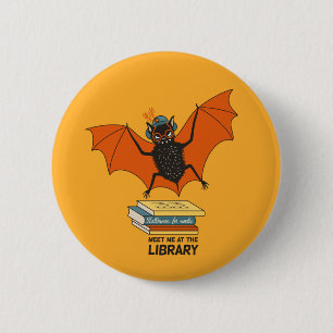 Lesende Fledermaus Whimsical Bibliothekar mit Bü Button