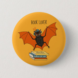 Lesende Fledermaus   Whimsical Bibliothekar mit Bü Button