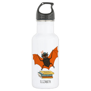 Lesende Fledermaus   Whimsical Bibliothekar mit Bü Edelstahlflasche