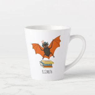 Lesende Fledermaus   Whimsical Bibliothekar mit Bü Milchtasse