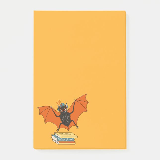 Lesende Fledermaus | Whimsical Bibliothekar mit Bü Post-it Klebezettel (Vorderseite)