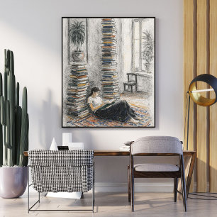 Lesende Frau Lesesaal-Kunst Poster