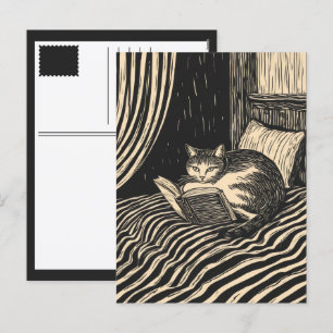 lesende Katze Feiertagspostkarte