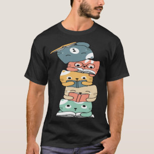 Lesende Katzen Bücher  Buch  Kitten Leser Gruppe T-Shirt