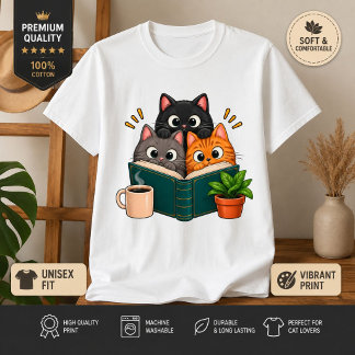 Lesende Katzen Buchliebhaber Katze Buchliebhaber, T-Shirt