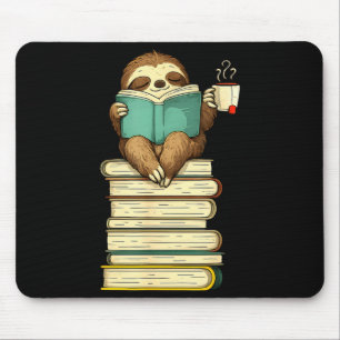 Lesender Faultier-Tier lustiges Faultier liest Buc Mousepad