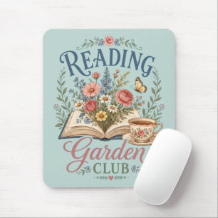 Lesender Gartenclub Cottagecore Floral Mousepad