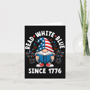 Lesender Gnom Rot Weiß Blau Buch USA 4. Juli Karte