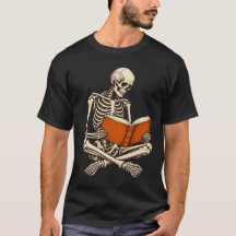 Lesendes Skelett mit Buch – Retro Halloween