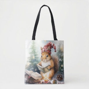 Lesendes Weihnachtshörnchen Tasche