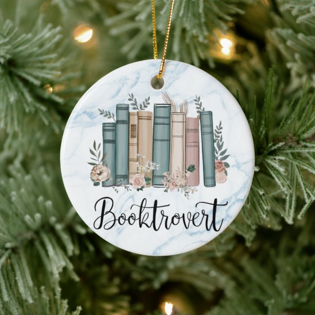 Leser, Bookworm, Buchtravert Buchliebhaber, maßges Keramik Ornament (Baum)