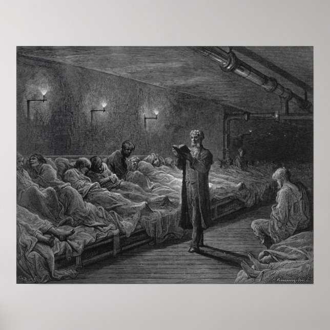 Leser der Schrift in einem Nachtlager Poster (Vorne)