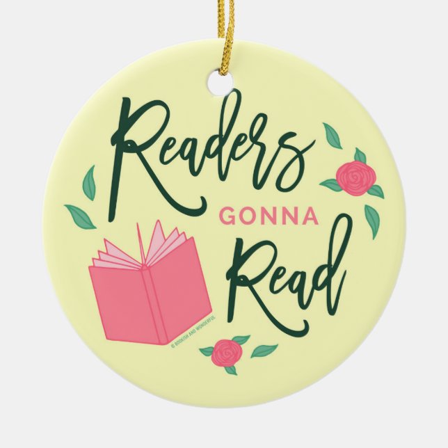 Leser, die gehen, gelehrtes Blumen zu lesen Keramik Ornament (Vorne)