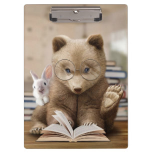 Leser Geschenkbären und Kaninchen Lese Bücher Klemmbrett