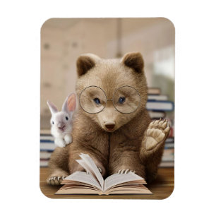 Leser Geschenkbären und Kaninchen Lese Bücher Magnet