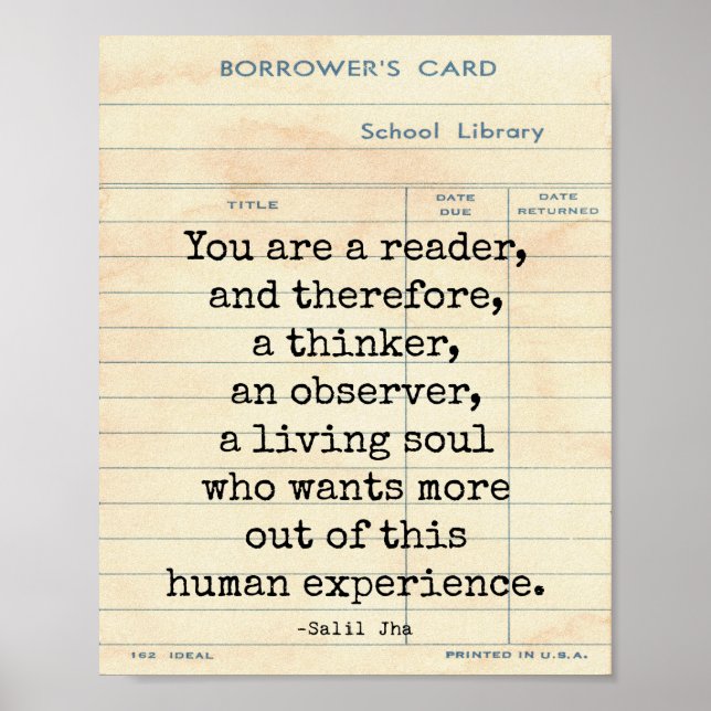 Leser menschliche Erfahrung Salil Jha Quote Wall A Poster (Vorne)
