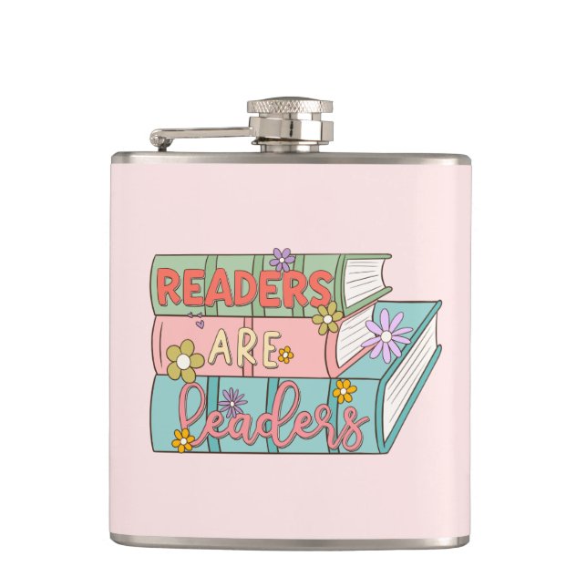 Leser sind Führer - Niedliches und inspirierendes  Flachmann (Vorderseite)