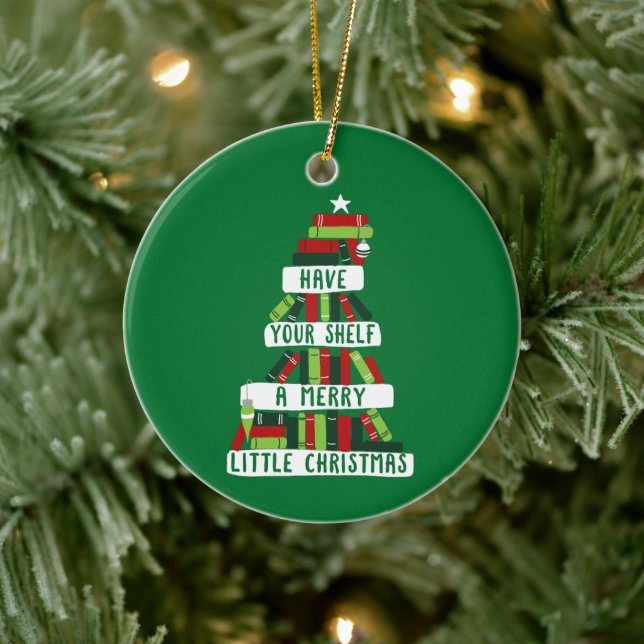 Leser und Buchliebhaber Weihnachtsbaum Keramik Ornament (Baum)