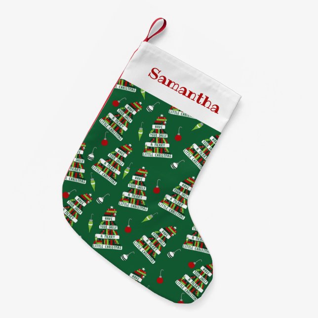 Leser und Buchliebhaber Weihnachtsbaum Kleiner Weihnachtsstrumpf (Vorderansicht (hängend))