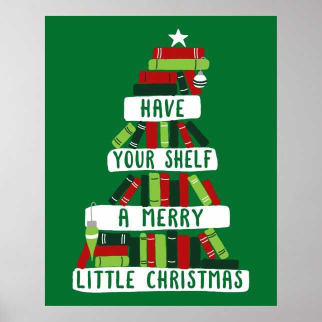 Leser und Buchliebhaber Weihnachtsbaum Poster (Vorne)