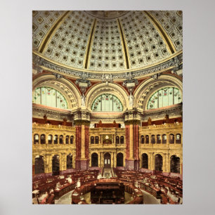 Leseraum Kongressbibliothek Washington Poster