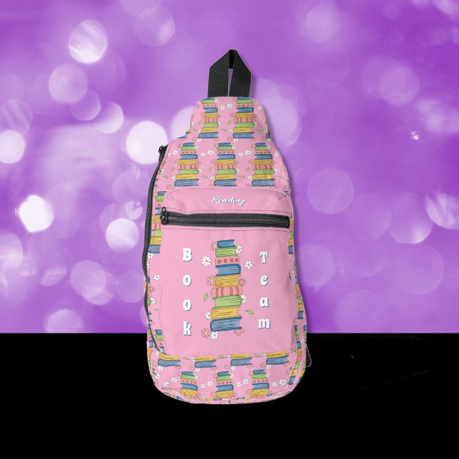 Leserbuchstapel Muster rosa Sling-Tasche Crossbody Bag (Von Creator hochgeladen)